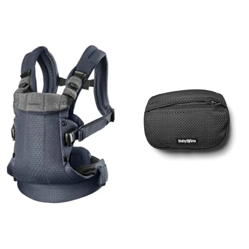 Bundle of BabyBjörn Baby Carrier Harmony, 3D Mesh, Anthracite + BabyBjörn Pocket Pouch for Baby Carrier, Mesh, Black