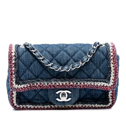 Chanel Pre-Loved Mini Rectangular Classic Denim Braided Single Flap
