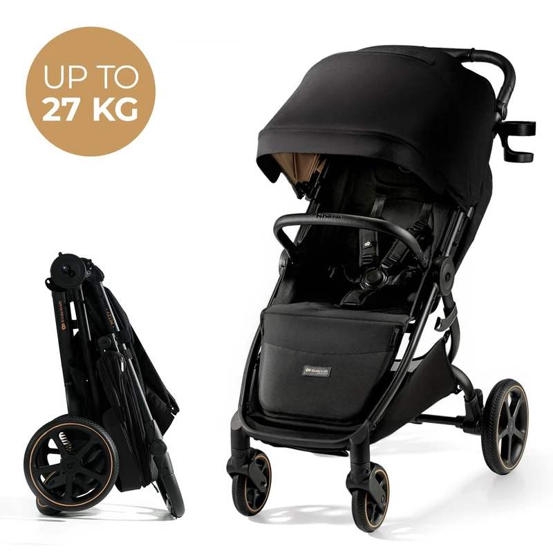 Kinderkraft Mitzy, Stroller up to 22 kg, Reclining Stroller, Baby Stroller, Lightweight, Quick and Easy to fold, Adjustable backrest and footrest, Recline Position, Ideal for Travel, Black