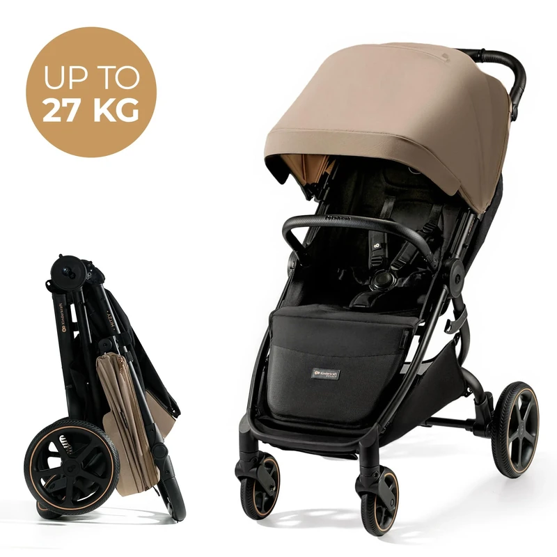 Kinderkraft Mitzy, Stroller up to 22 kg, Reclining Stroller, Baby Stroller, Lightweight, Quick and Easy to fold, Adjustable backrest and footrest, Recline Position, Ideal for Travel, Beige