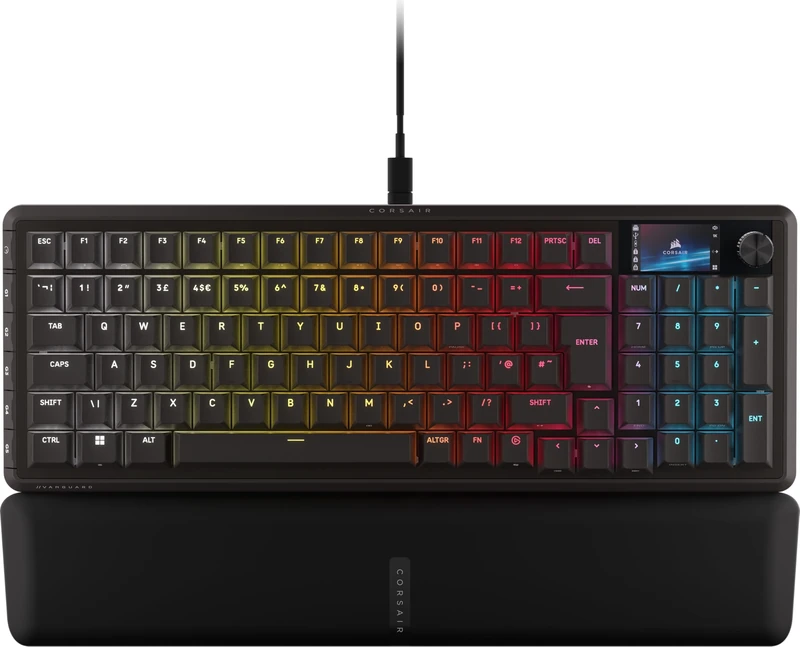 Corsair VANGUARD 96 Wired Mechanical Gaming Keyboard – 96% Layout, MLX Plasma Linear Switches, 8000Hz Polling, LCD Display, Virtual Stream Deck, G-Keys, SOCD Flashtap, QWERTY UK – Black