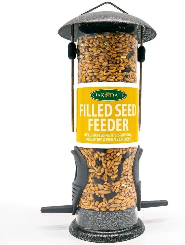 Oakdale Premium Filled Seed Bird Feeder, Heavy Duty Metal & Weatherproof, Ready-to-Hang, Attracts Finches & Sparrows
