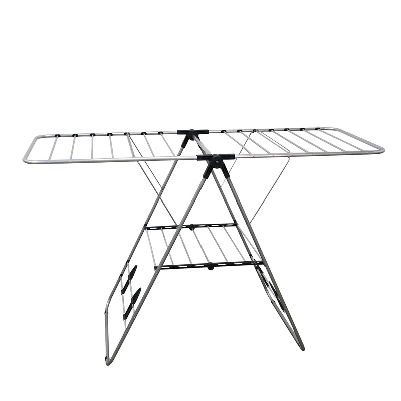 Amig - Foldable Clothes Airer with Wings Mod. Aeria UrbanDry - Aluminium and Steel - Clothes Dryer - Easy to Set Up and Fold - 15 m Drying Space - Size 145x60x95 cm - Colour Silver/Black