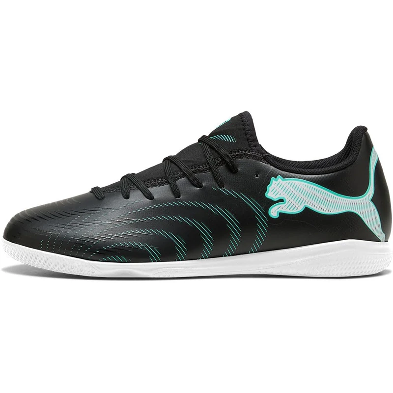 PUMA Unisex Future 9 Play Indoor Training Football Boots, PUMA Black-Intense Mint-PUMA White, 3.5 UK