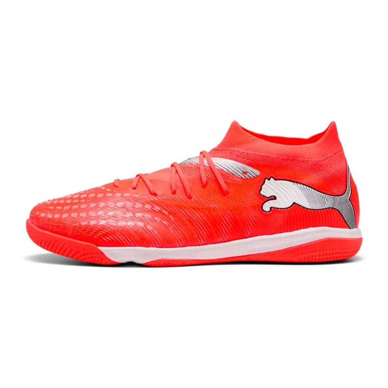 PUMA Unisex Future 9 Match Indoor Training Football Boots, Sugared Almond-PUMA White-Ultra Red-PUMA Black, 10.5 UK