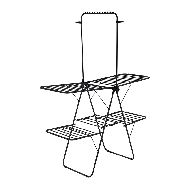 Amig - Vertical Clothes Airer Mod. Aeria TowerPro - Steel and Polypropylene - Foldable Clothes Dryer - Easy to Set Up and Fold - 29 m Drying Space - Size 160x68x205 cm - Colour Black