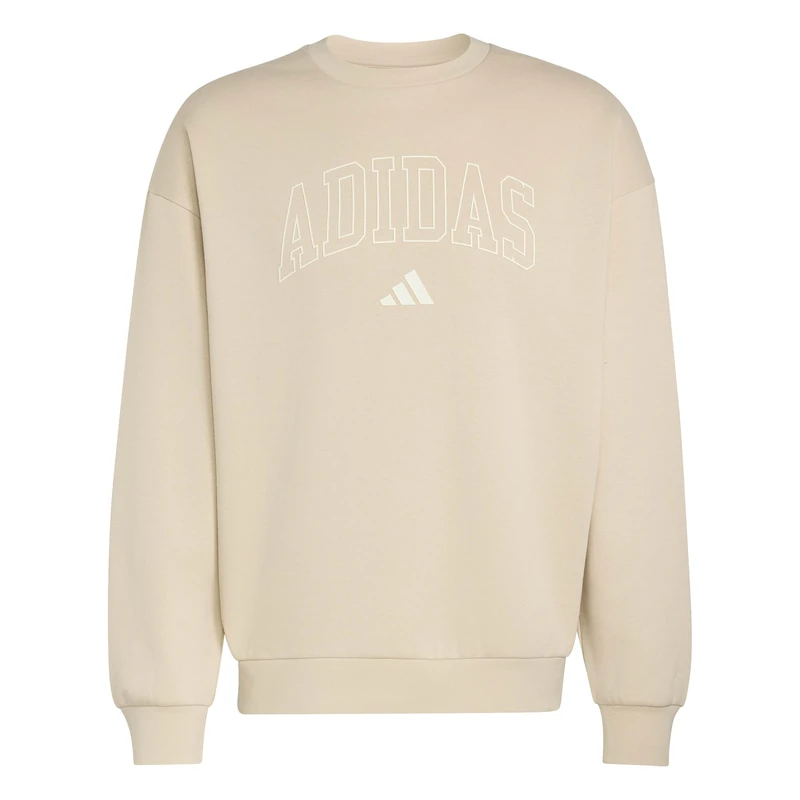 adidas Men's Seasonal Essentials Collegiate Fleece Crew Sweatshirt, Crystal Linen/ivory, XS