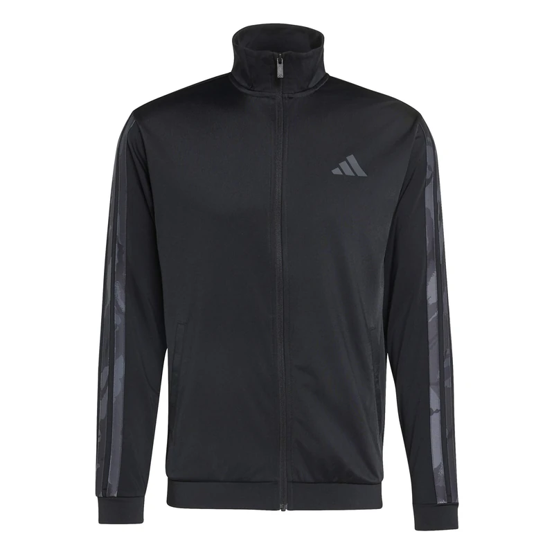 adidas Men's 3-Stripes Regular Fit Camouflage Tracktop Sweatshirt, black/MULTICOLOR, S