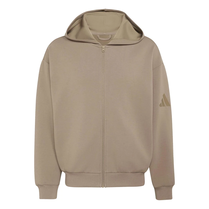 adidas Men's Soft Lux Full-Zip Hoodie Sweatshirt, Khaki Six, XXL