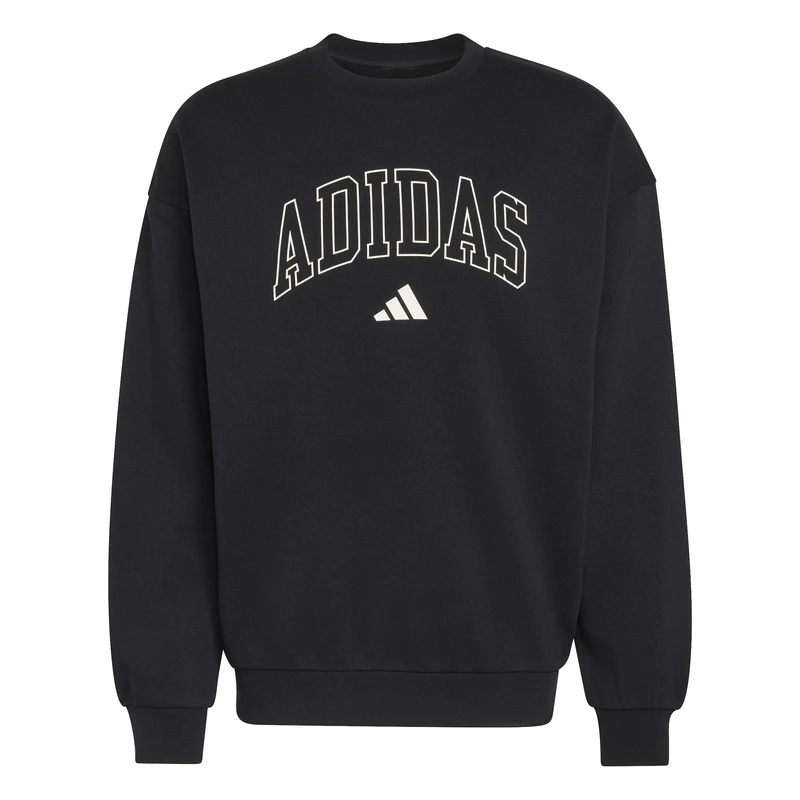 adidas Men's Seasonal Essentials Collegiate Fleece Crew Sweatshirt, black/off white, XL Tall