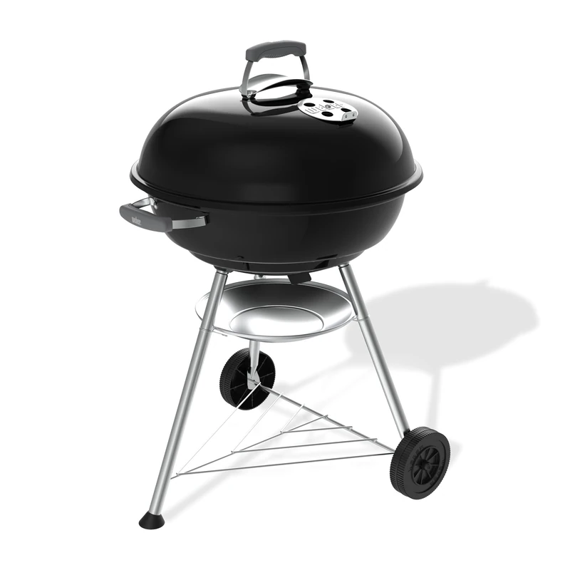 Weber Compact Kettle Charcoal Barbecue (2026 version), 57 cm Cooking Surface, Tripod Stand with Wheels, Heat‑Resistant, Rustproof Design, Chrome‑Plated Three‑Layer Grate, Black (1502061)