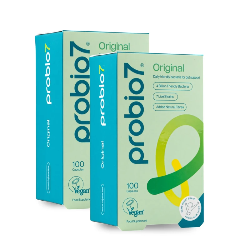 Probio7 Original – Gentle Daily Gut Support | Vegan Approved | with 4 Billion CFU, 7 Live Bacterial Strains + Natural Fibre | Digestive Health Supplements, Probiotics for Gut Health, 200 Capsules