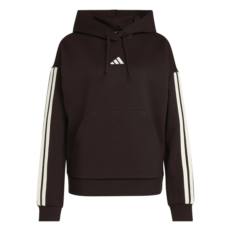 adidas Women's Essentials 3-Stripes Fleece Hoodie Sweatshirt, Aurora Coffee/ivory, XS