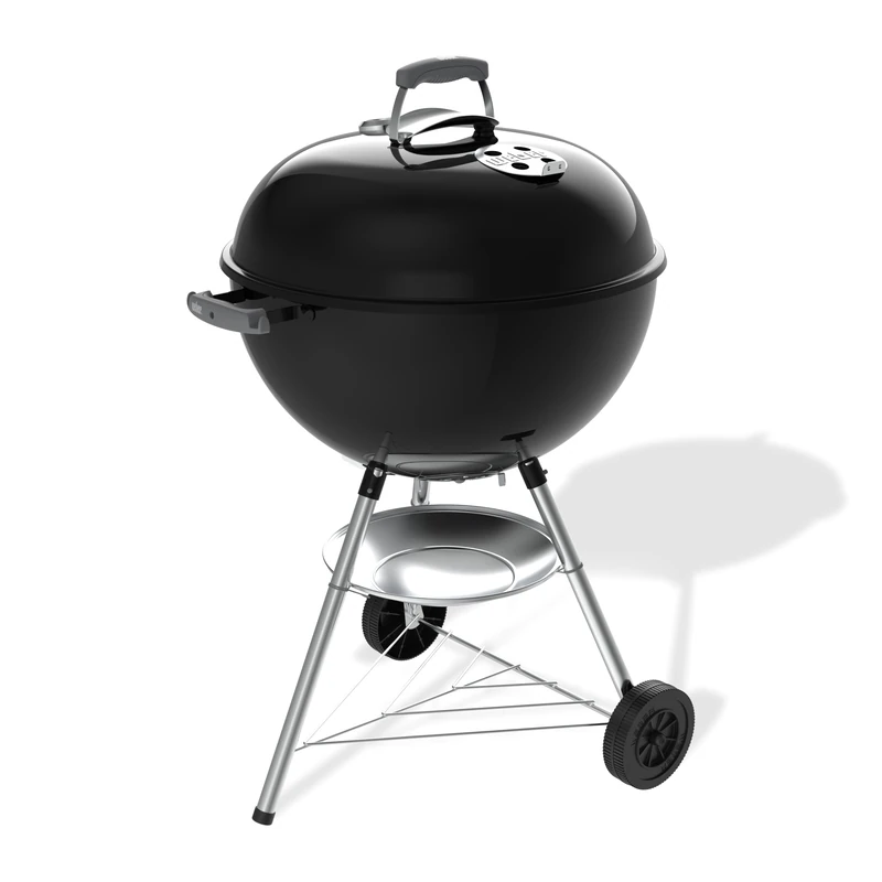 Weber Bar-B-Kettle Charcoal Barbecue, 57 cm Cooking Surface, Porcelain-Enamelled Lid and Kettle, Thermometer, Ash Tray, Tripod Stand with Wheels, Black-Silver (1502062)
