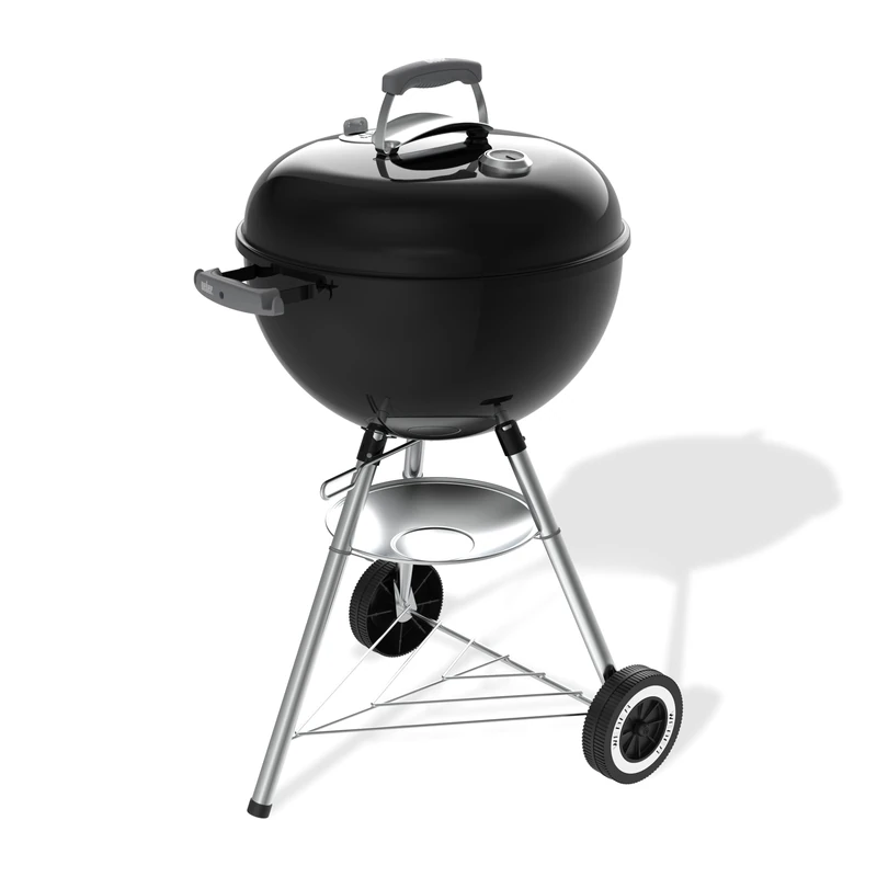 Weber Original Kettle Charcoal Barbecue, 47 cm Cooking Surface, Porcelain-Enamelled Lid and Bowl, One Touch Cleaning System, Lid Thermometer, Tripod Stand with Wheels, Black (1502192)