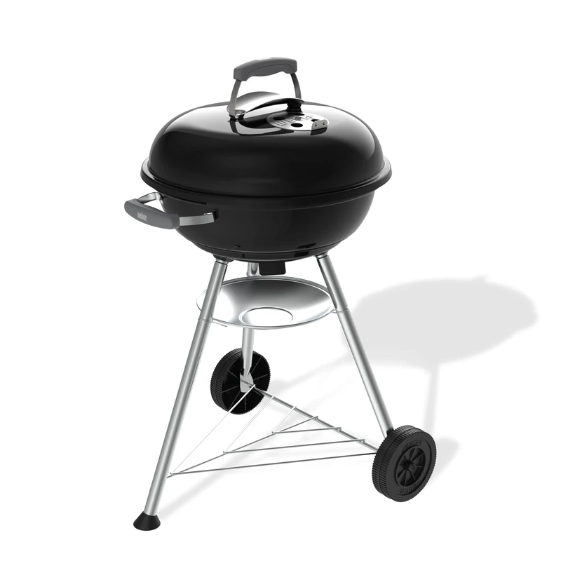 Weber Compact Kettle Charcoal Barbecue (2026 version), 47 cm Cooking Surface, Tripod Stand with Wheels, Heat‑Resistant, Rustproof Design, Chrome‑Plated Three‑Layer Grate, Black (1502054)