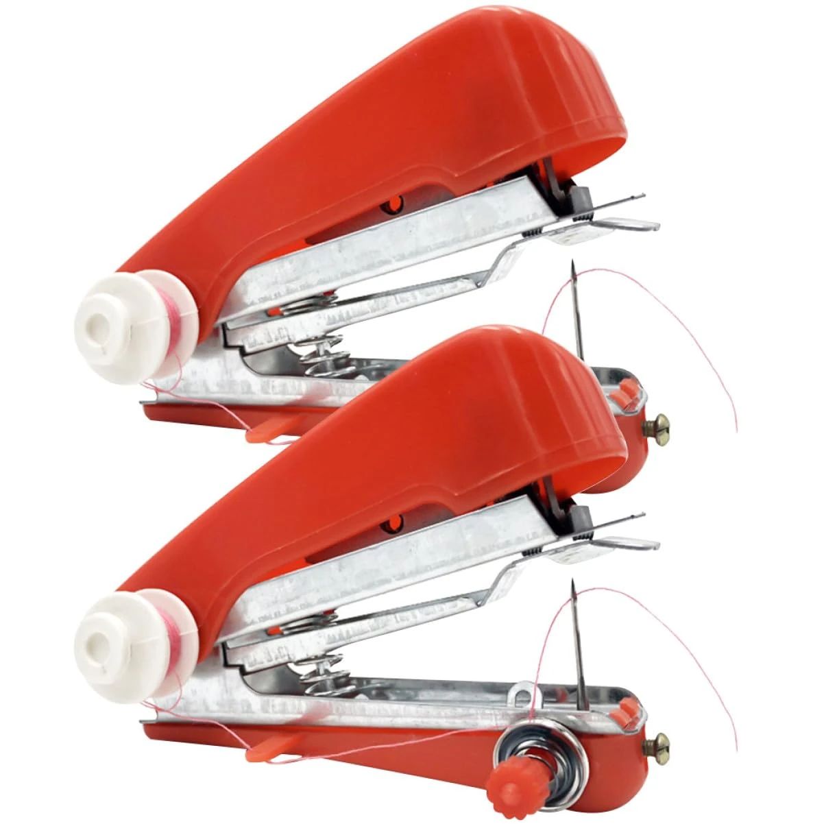 Gogogmee 2pcs Portable Mini Handheld Sewing Machines Cordless Manual Sewing Tool for Home and Travel Lightweight Professional Kit for Quick Clothing Repairs and DIY Crafts