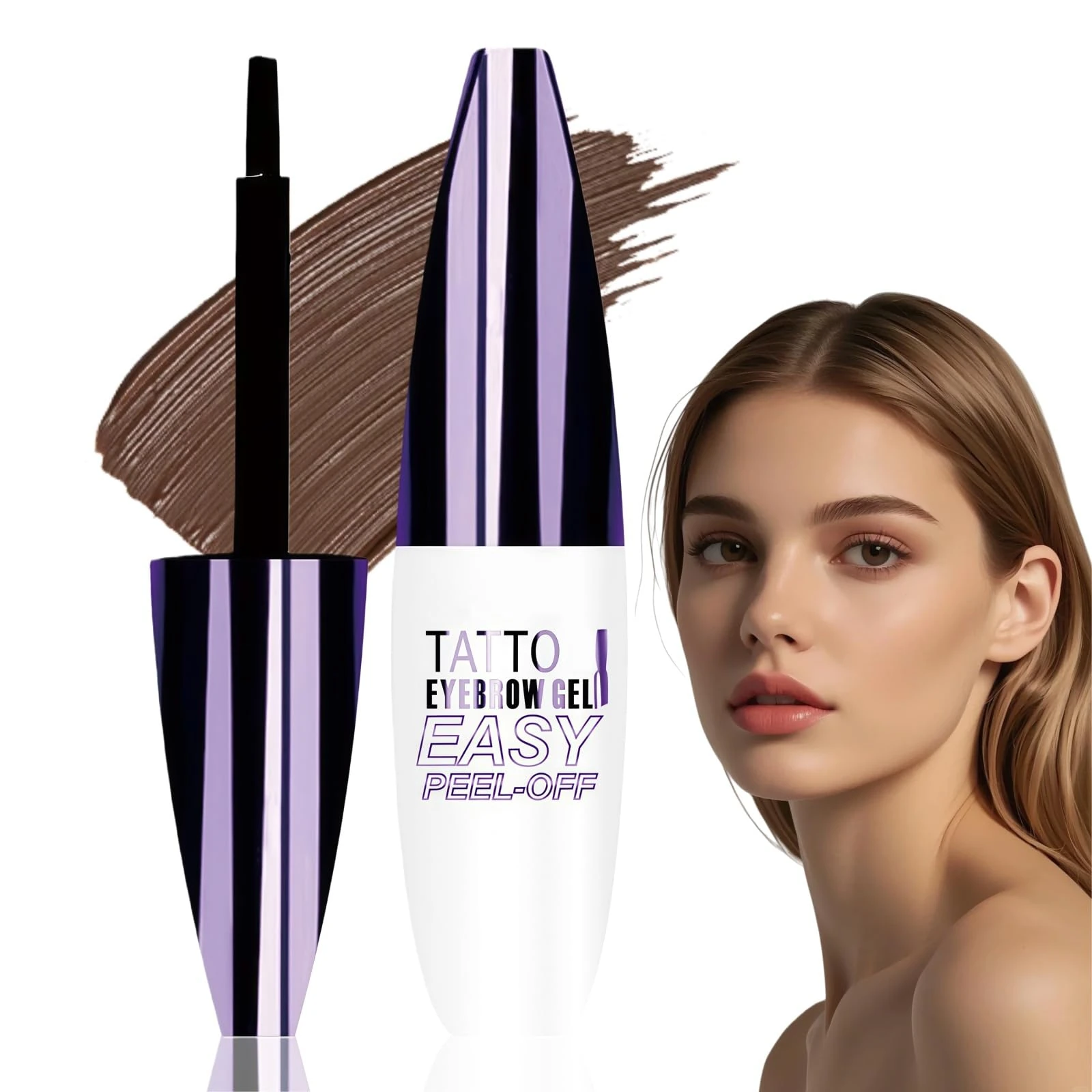 Peel Off Eyebrow Tint Gel,Tatto Eyebrow Temporary Tint,Anti Smudge Lasting EyebrowGel,Semi-Permanent Color Brow Dye,Long Lasting Eye/brow Dye for Natural,for Fuller &Defined Brows Makeup(Dark Brown)