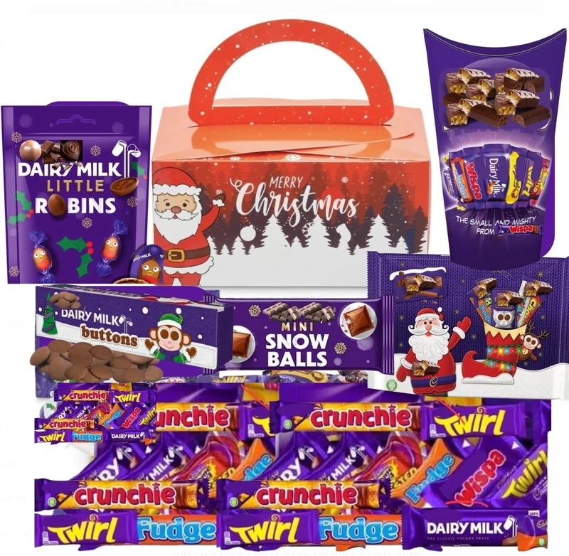 Cadburys Chocolate Gift Box - Bulk Sharing for Kids & Adults - Includes Heroes Little Robins Selection Box Snow Balls- Family Sharing Hamper- Valentine Birthday Gift