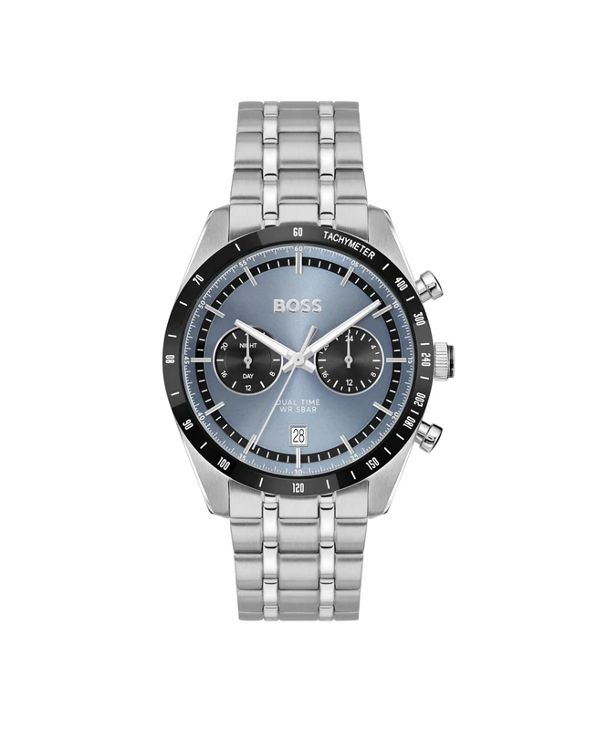 BOSS Analogue Multifunction Quartz Watch for Men TOURMASTER Collection with Silver Stainless Steel Bracelet - 1514286