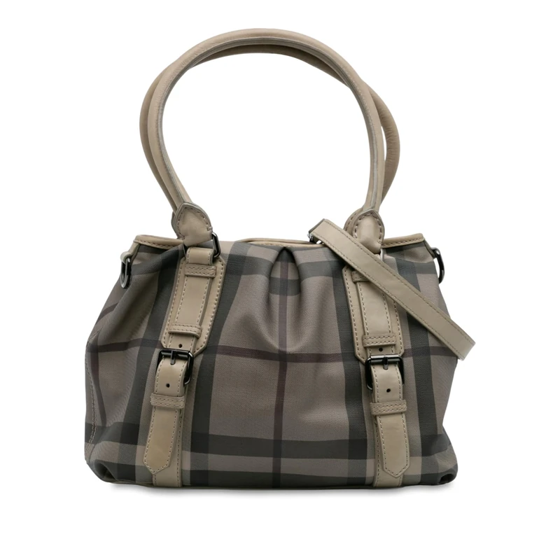 BURBERRY Pre-Loved Smoke Check Coated Canvas Northfield Satchel