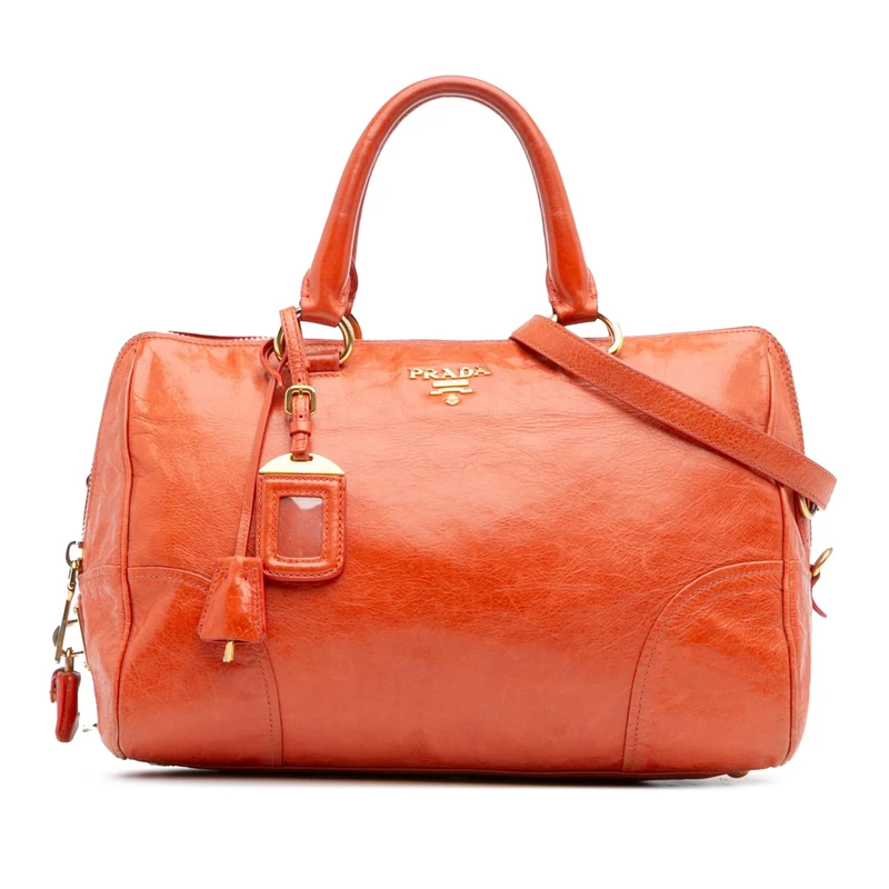 Prada Pre-Loved Vitello Shine Bauletto Satchel Handbag