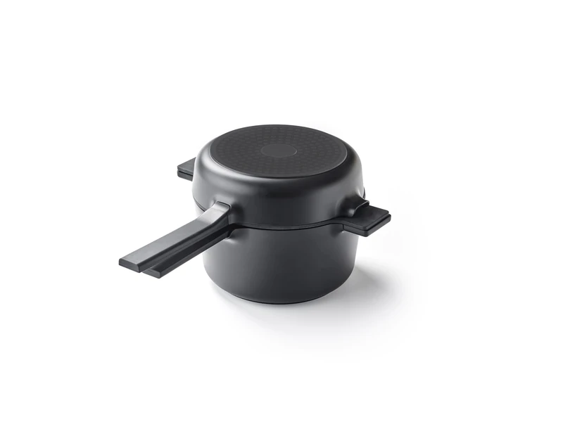 Brabantia Compact Set of 3 Stackable Pans & Saucepans - Induction Compatible - 100% Recycled Aluminium - PFAS Free