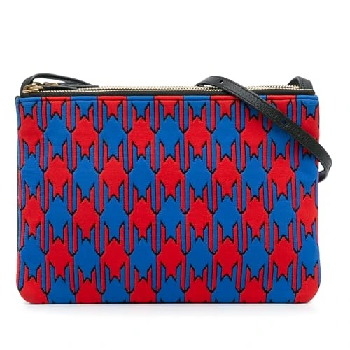 Celine Pre-Loved Large Houndstooth Cotton Trio Crossbody Bag - Image 1