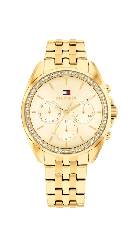 Tommy Hilfiger Analogue Multifunction Quartz Watch for Women with Gold Colored Stainless Steel Bracelet - 1782803
