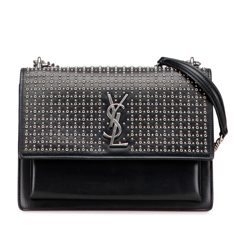 Pre-Loved Medium Studded Calfskin Monogram Sunset Crossbody Bag