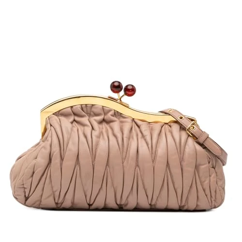 Pre-Loved Matelasse Nappa Kiss Lock Clutch on Strap