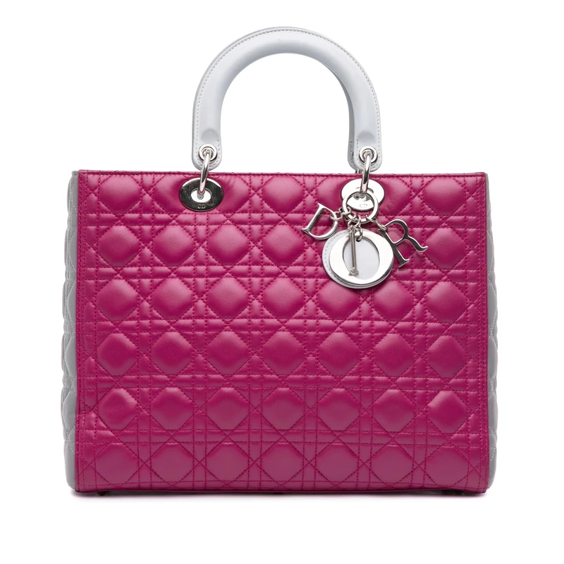 Dior Pre-Loved Large Bicolor Lambskin Cannage Lady Handbag
