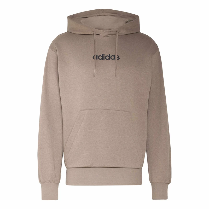 adidas Men's Essentials Linear Fleece Hoodie Sweatshirt, Khaki Six/black, S