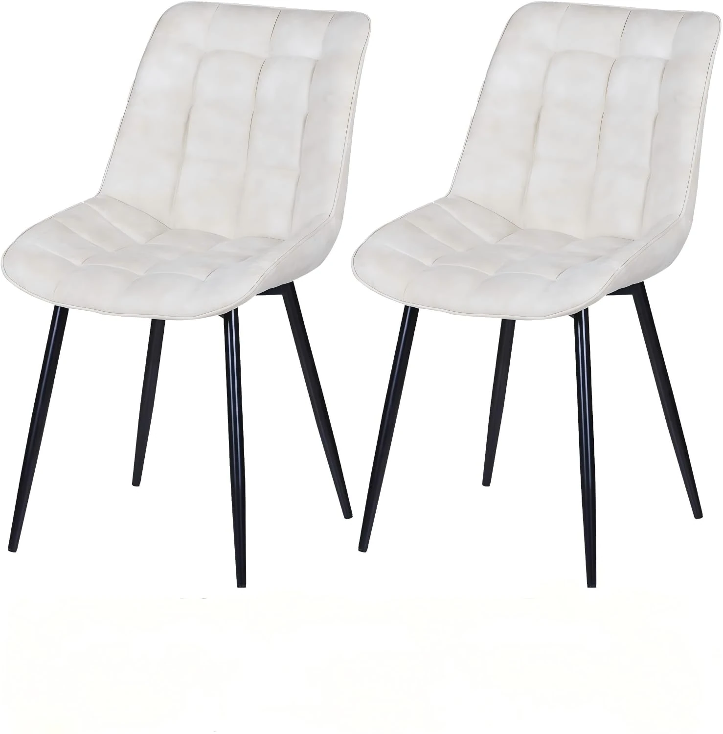 Set of 2 Faux Matte Suede Leather Dining Chairs with Padded Seat and Metal Legs for Dining Room, Living Room, Kitchen Room and Commercial Restaurants (Beige) - Alba
