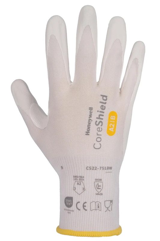 Honeywell Coreshield 3.0 Cut Protective Unisex Gloves CS22-7518W, Food Certified, Silicone Free, Washable, Cut A2/B, Size 6XS, Gauge 18, CS22-7518B-6 (Bellyband with 10 Pairs)