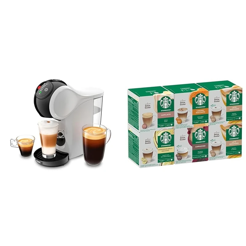 NESCAFÉ DOLCE GUSTO Genio S Automatic Coffee Machine White Starter Kit, Including 6 boxes of STARBUCKS White Cup Coffee Pods