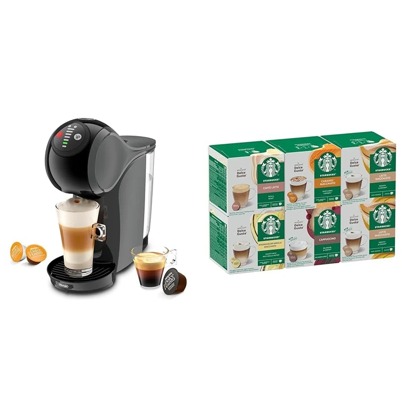 NESCAFÉ DOLCE GUSTO Genio S Automatic Coffee Machine Anthracite Starter Kit, Including 6 boxes of STARBUCKS White Cup Coffee Pods