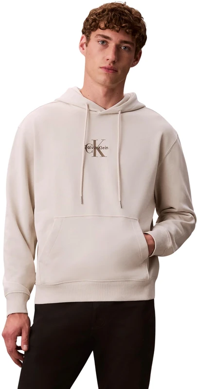 Calvin Klein Men's LS EU 350TERRY MICRO MONOLOGO HO LV04RD243G67U003 Sweatshirts, WHITE, M