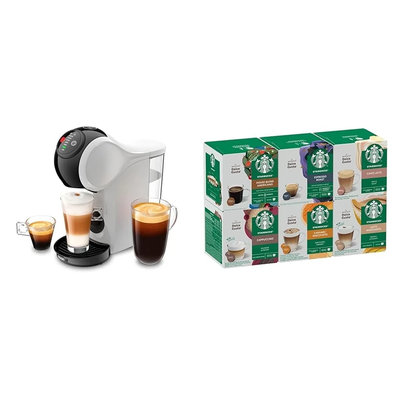 NESCAFÉ DOLCE GUSTO Genio S Automatic Coffee Machine White Starter Kit, Including 6 boxes of STARBUCKS Mixed Cup Coffee Pods