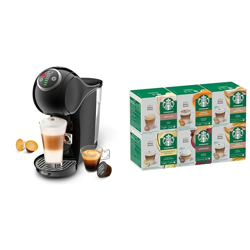 NESCAFÉ DOLCE GUSTO Genio S Plus Automatic Coffee Machine Black Starter Kit, Including 6 boxes of STARBUCKS White Cup Coffee Pods