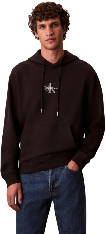 Calvin Klein Men's LS EU 350TERRY MICRO MONOLOGO HO LV04RD243GUB1004 Sweatshirts, BLACK, L