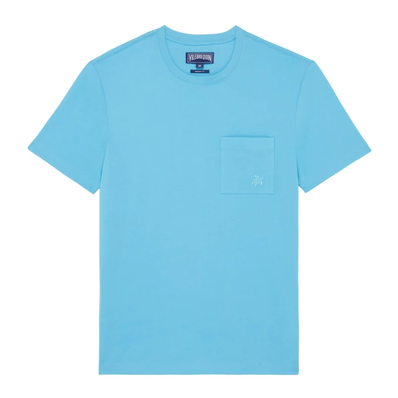 Vilebrequin, Men Organic Cotton T-Shirt Solid, S, Blue Topaz, S, Blue Topaz