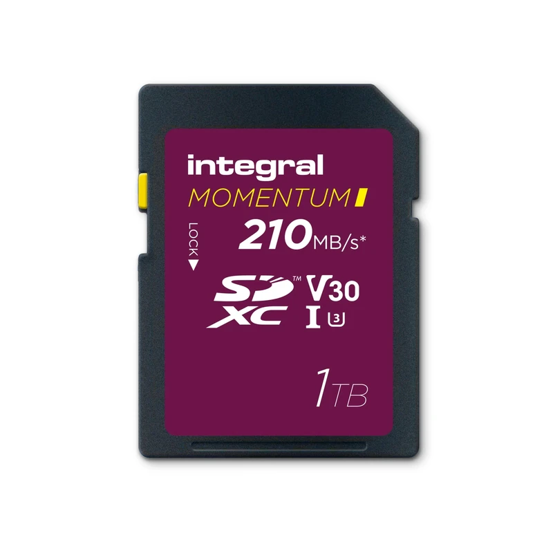 Integral Momentum I 1TB SDXC V30 U3 Card - Up to 210MB/s Read, 180MB/s Write - For DSLR, Mirrorless & Camcorders - 4K UHD Video & Burst Mode Ready - Waterproof, Shockproof, Rugged