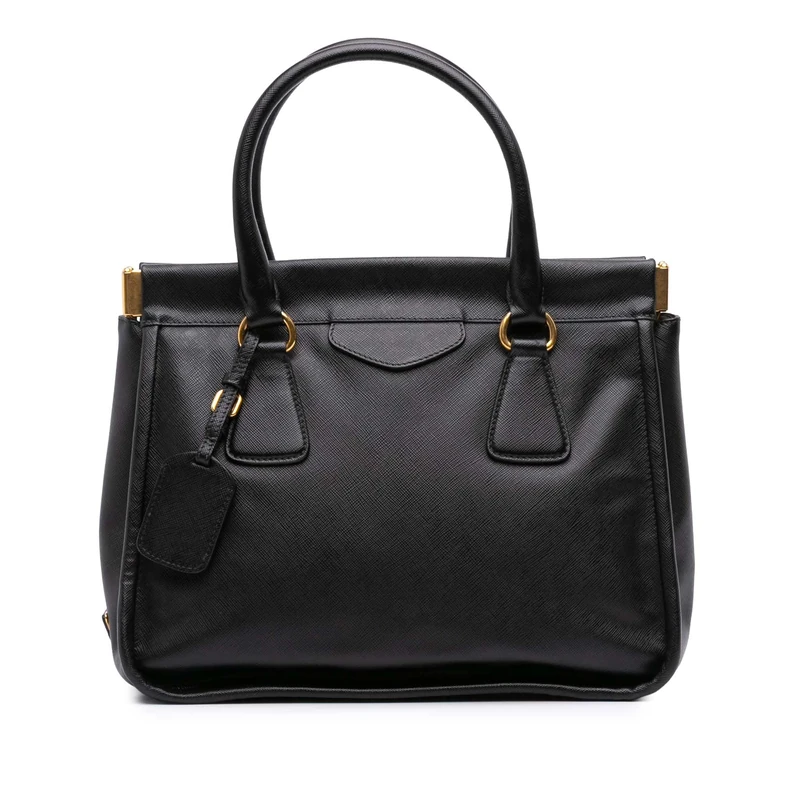 Prada Pre-Loved Saffiano Lucido Top Handle Frame Tote Bag