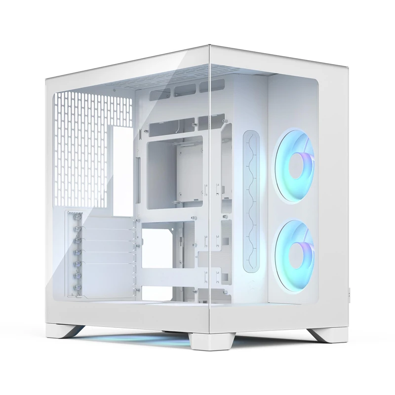 Fractal Design Pop 2 Vision White RGB Panoramic Glass PC Gaming Case - Dual-Chamber Layout - Four RGB Reverse Fans Included – Reverse Connector & ATX/E-ATX/mATX/ITX