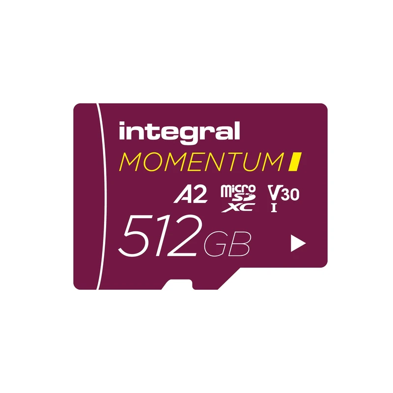 Integral Momentum I 512GB microSDXC Card - Up to 210MB/s Read, 180MB/s Write, V30, U3, A2-4K/5K UHD for GoPro, DJI Drones, Action & 360 Cams - Waterproof, Shockproof, Rugged