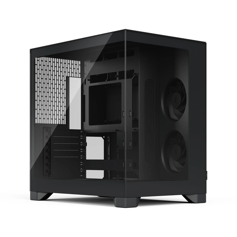 Fractal Design Pop 2 Vision Black Panoramic Glass PC Gaming Case - Dual-Chamber Layout - Four Reverse Fans Included – Reverse Connector & ATX/E-ATX/mATX/ITX