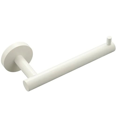 SAYAYO Toilet Roll Holder Wall Mounted Toilet Paper Holder SUS304 Stainless Steel for Bathroom Kitchen, Loo Tissue Roll Holder Round Base Style White