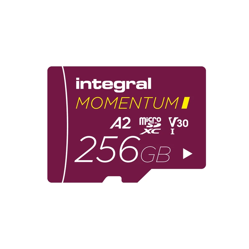 Integral Momentum I 256GB microSDXC Card - Up to 210MB/s Read, 180MB/s Write, V30, U3, A2-4K/5K UHD for GoPro, DJI Drones, Action & 360 Cams - Waterproof, Shockproof, Rugged