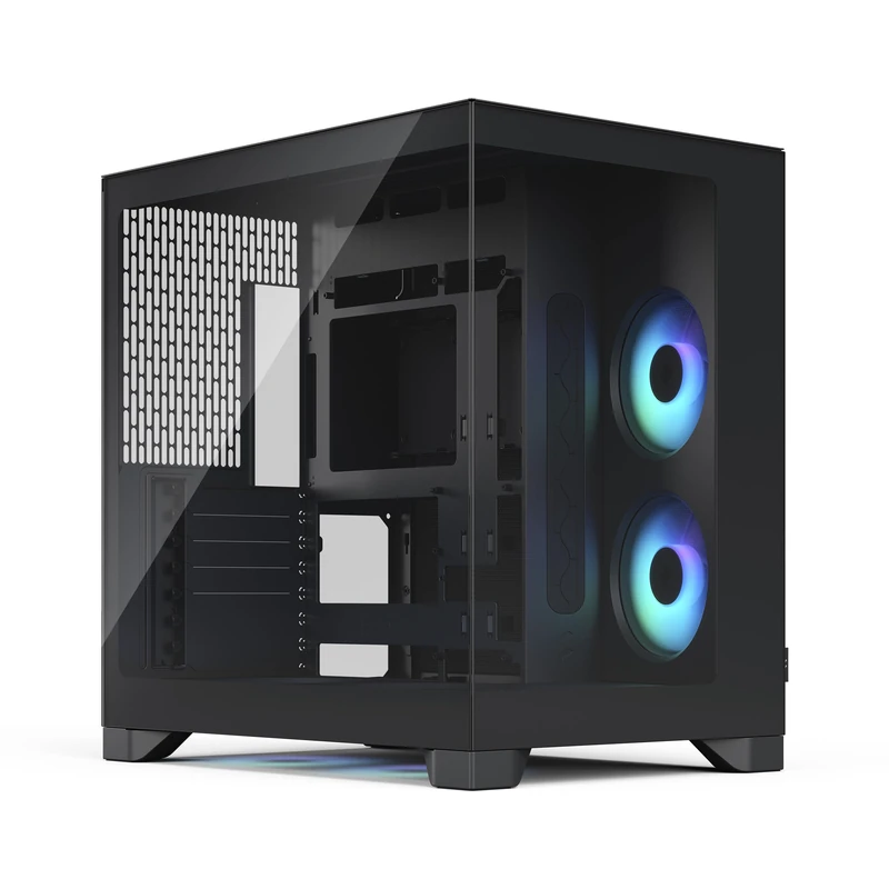 Fractal Design Pop 2 Vision Black RGB Panoramic Glass PC Gaming Case - Dual-Chamber Layout - Four Reverse Fans Included – Reverse Connector & ATX/E-ATX/mATX/ITX - Image 1
